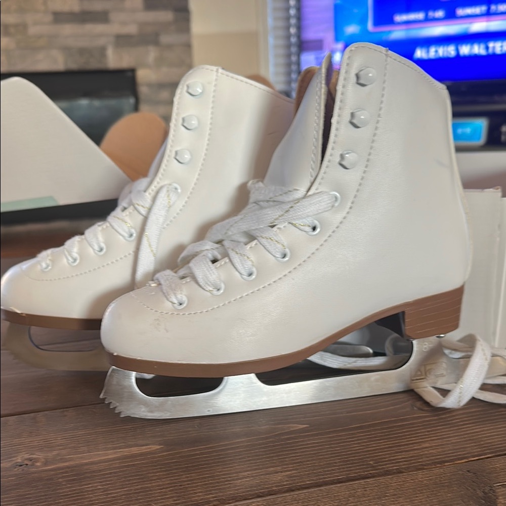 Girls white figure skates